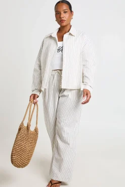 Pantalon Large À Rayures Grande Taille