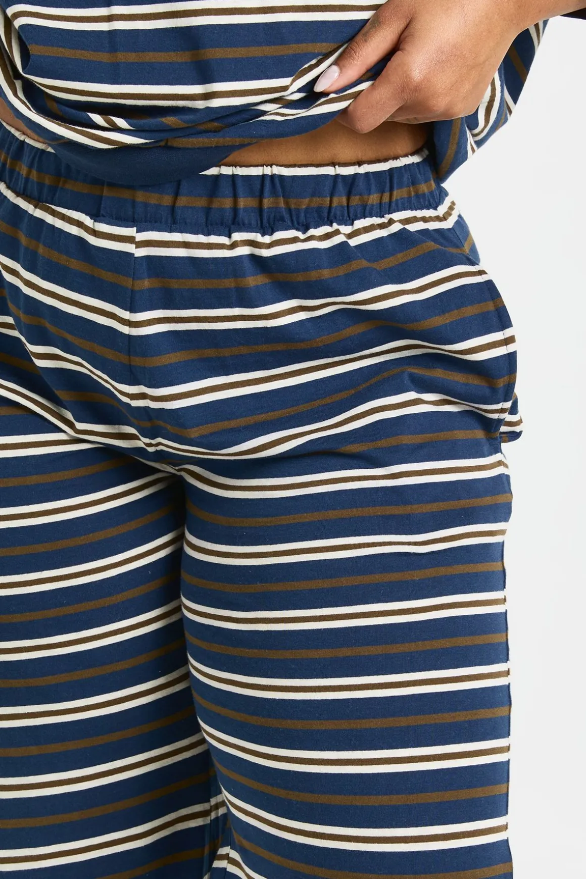Pantalon Large À Rayures Grande Taille