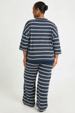 Pantalon Large À Rayures Grande Taille