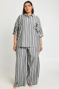boohoo Pantalon Large À Rayures Grande Taille<Femme Pantalons