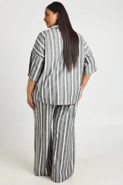 boohoo Pantalon Large À Rayures Grande Taille<Femme Pantalons