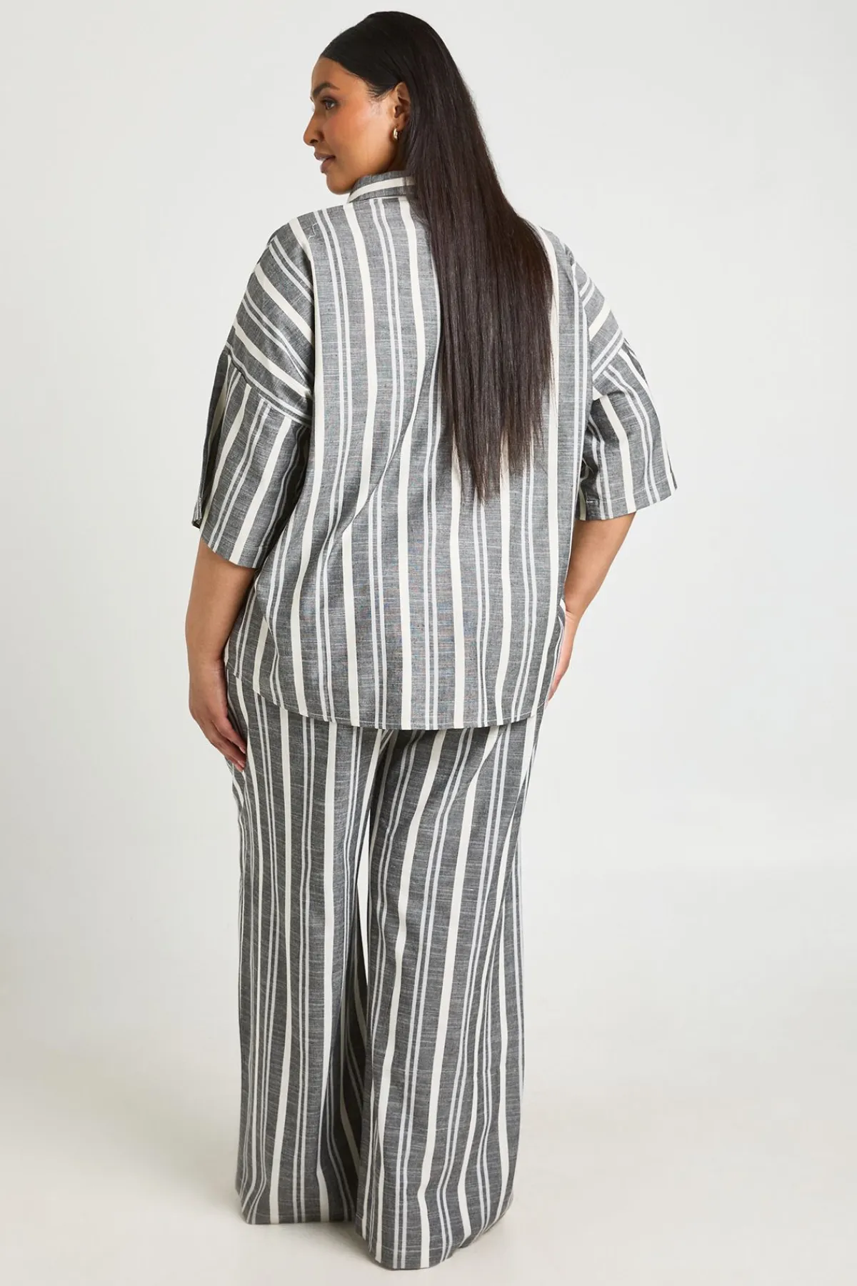 boohoo Pantalon Large À Rayures Grande Taille<Femme Pantalons