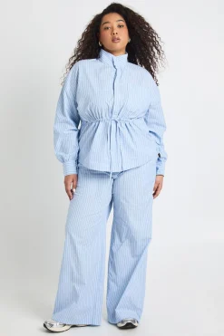 Pantalon Large À Rayures Grande Taille