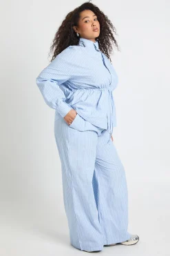 Pantalon Large À Rayures Grande Taille