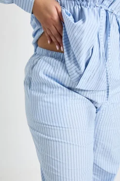 Pantalon Large À Rayures Grande Taille