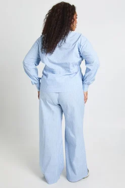 Pantalon Large À Rayures Grande Taille