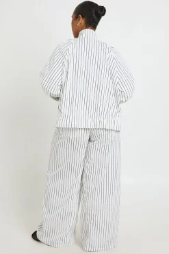 Pantalon Large À Rayures Grande Taille