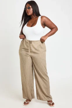 Pantalon Large À Rayures Grande Taille