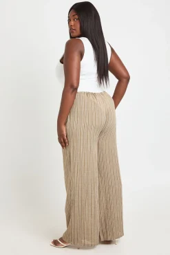 Pantalon Large À Rayures Grande Taille