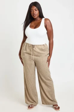 Pantalon Large À Rayures Grande Taille