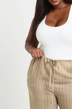 Pantalon Large À Rayures Grande Taille