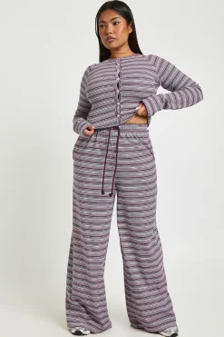 Pantalon Large à Rayures Grande Taille