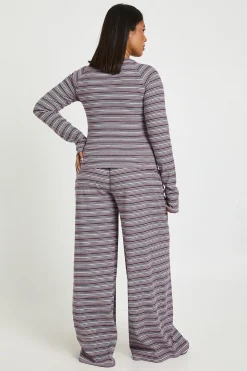 Pantalon Large à Rayures Grande Taille