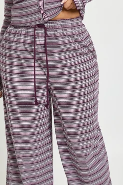 Pantalon Large à Rayures Grande Taille