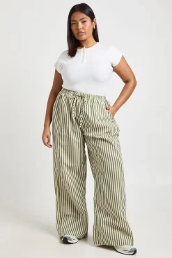 Pantalon Large À Rayures Grande Taille
