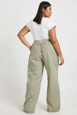 Pantalon Large À Rayures Grande Taille