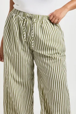 Pantalon Large À Rayures Grande Taille