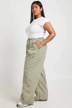 Pantalon Large À Rayures Grande Taille