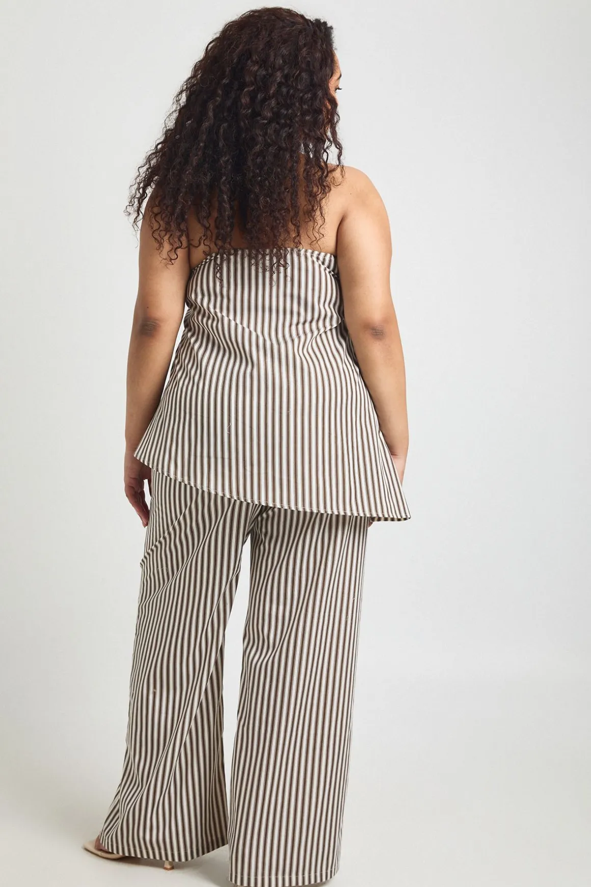Pantalon Large À Rayures Grande Taille