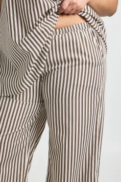 Pantalon Large À Rayures Grande Taille