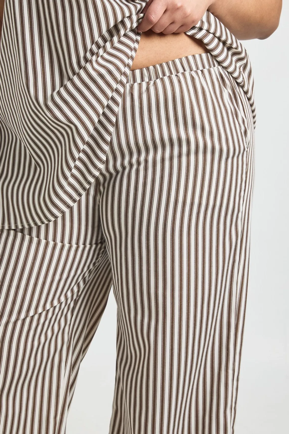 Pantalon Large À Rayures Grande Taille