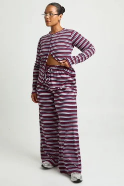 boohoo Pantalon Large À Rayures Grande Taille<Femme Pantalons