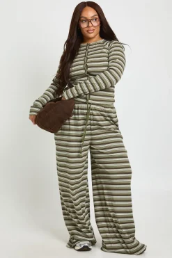 Pantalon Large à Rayures Grande Taille