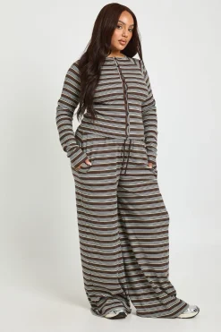 boohoo Pantalon Large à Rayures Grande Taille<Femme Pantalons