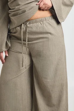Pantalon Large À Rayures Grande Taille