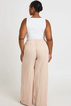 Pantalon Large À Rayures Grande Taille