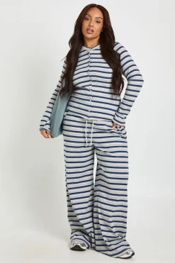 Pantalon Large à Rayures Grande Taille
