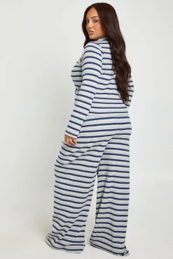 Pantalon Large à Rayures Grande Taille