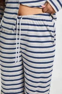 Pantalon Large à Rayures Grande Taille