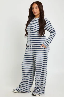 Pantalon Large à Rayures Grande Taille