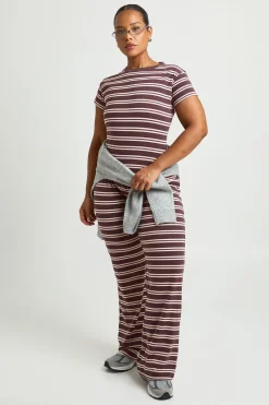 Pantalon Large À Rayures Grande Taille