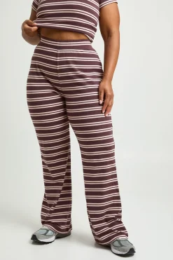 Pantalon Large À Rayures Grande Taille