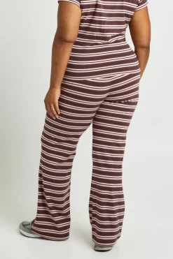 Pantalon Large À Rayures Grande Taille