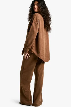 boohoo Pantalon Large à Rayures Pêche avec Taille Cordon<Femme Pantalons