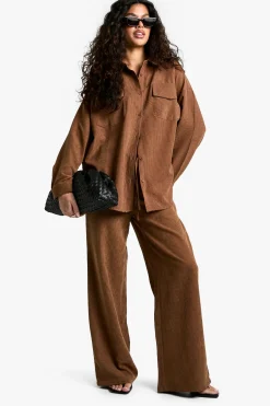 boohoo Pantalon Large à Rayures Pêche avec Taille Cordon<Femme Pantalons