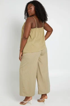 boohoo Pantalon Large À Rayures Pêche Avec Taille Élastiquée Grande Taille<Femme Pantalons