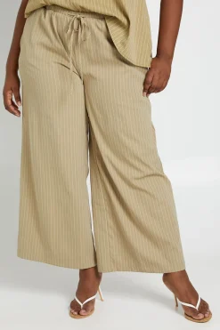 boohoo Pantalon Large À Rayures Pêche Avec Taille Élastiquée Grande Taille<Femme Pantalons