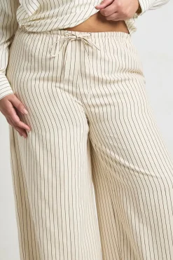 Pantalon Large À Rayures Pêche Grande Taille