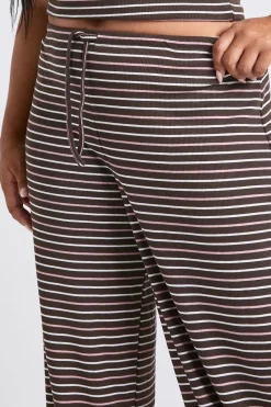 boohoo Pantalon Large À Rayures Taille Mi-haute Grande Taille<Femme Pantalons|Looks Chocolat