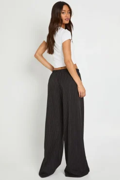 Pantalon Large À Rayures Tennis Avec Cordon De Serrage Pour Grandes Tailles