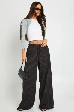 Pantalon Large À Rayures Tennis Avec Cordon De Serrage Pour Grandes Tailles