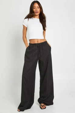 Pantalon Large À Rayures Tennis Avec Cordon De Serrage Pour Grandes Tailles