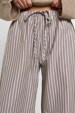 Pantalon Large à Rayures Tissées avec Taille Élastique