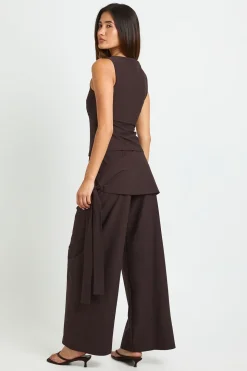 Pantalon Large Structuré Avec Détail De Lien Noué