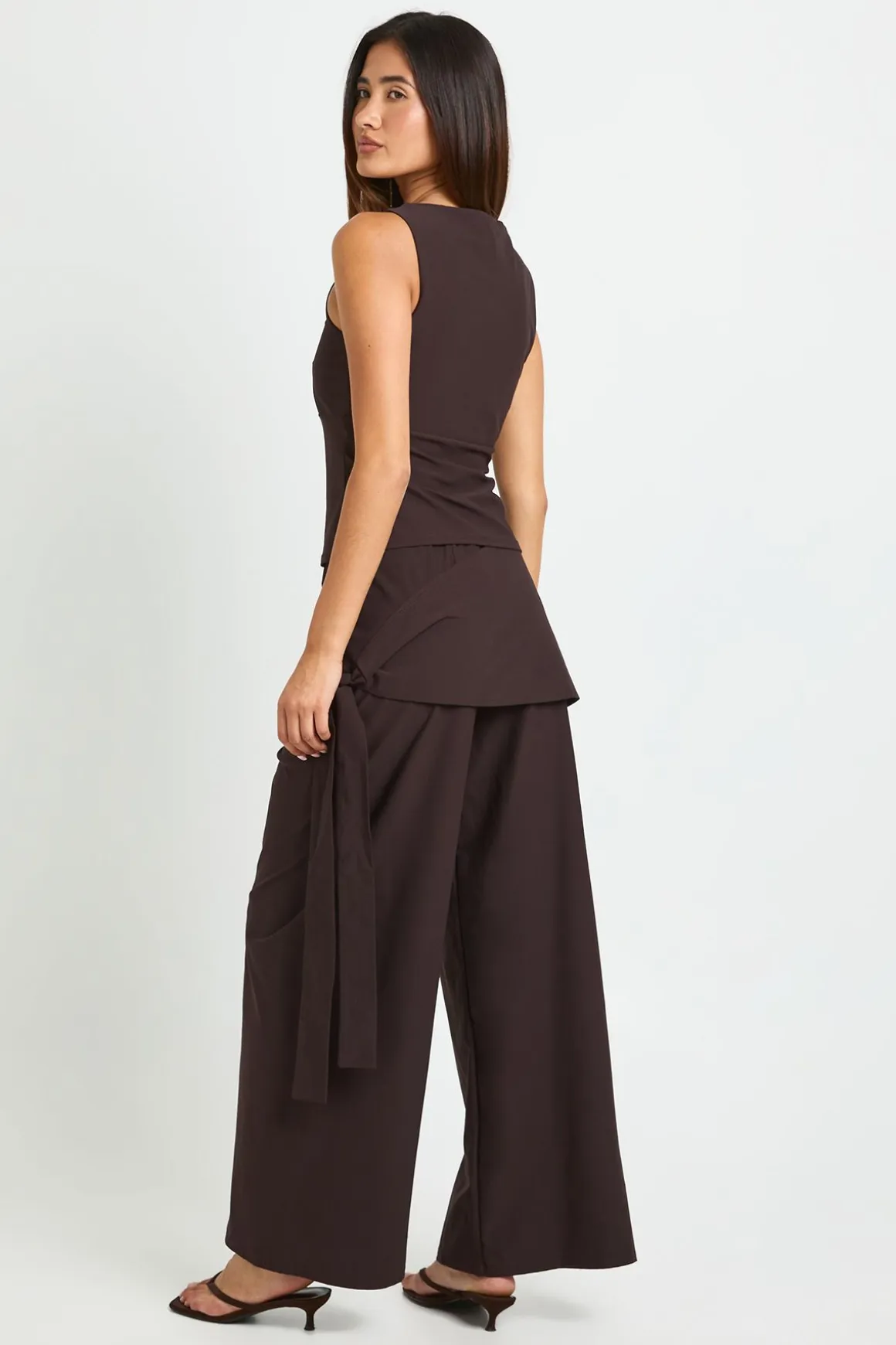Pantalon Large Structuré Avec Détail De Lien Noué