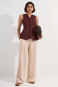 Pantalon large sur mesure en lin premium